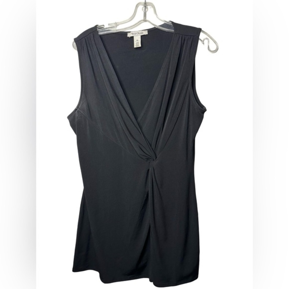 White House Black Market Black Sleeveless Twist Front Top XL